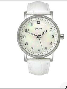 DKNY White Leather Strap Watch